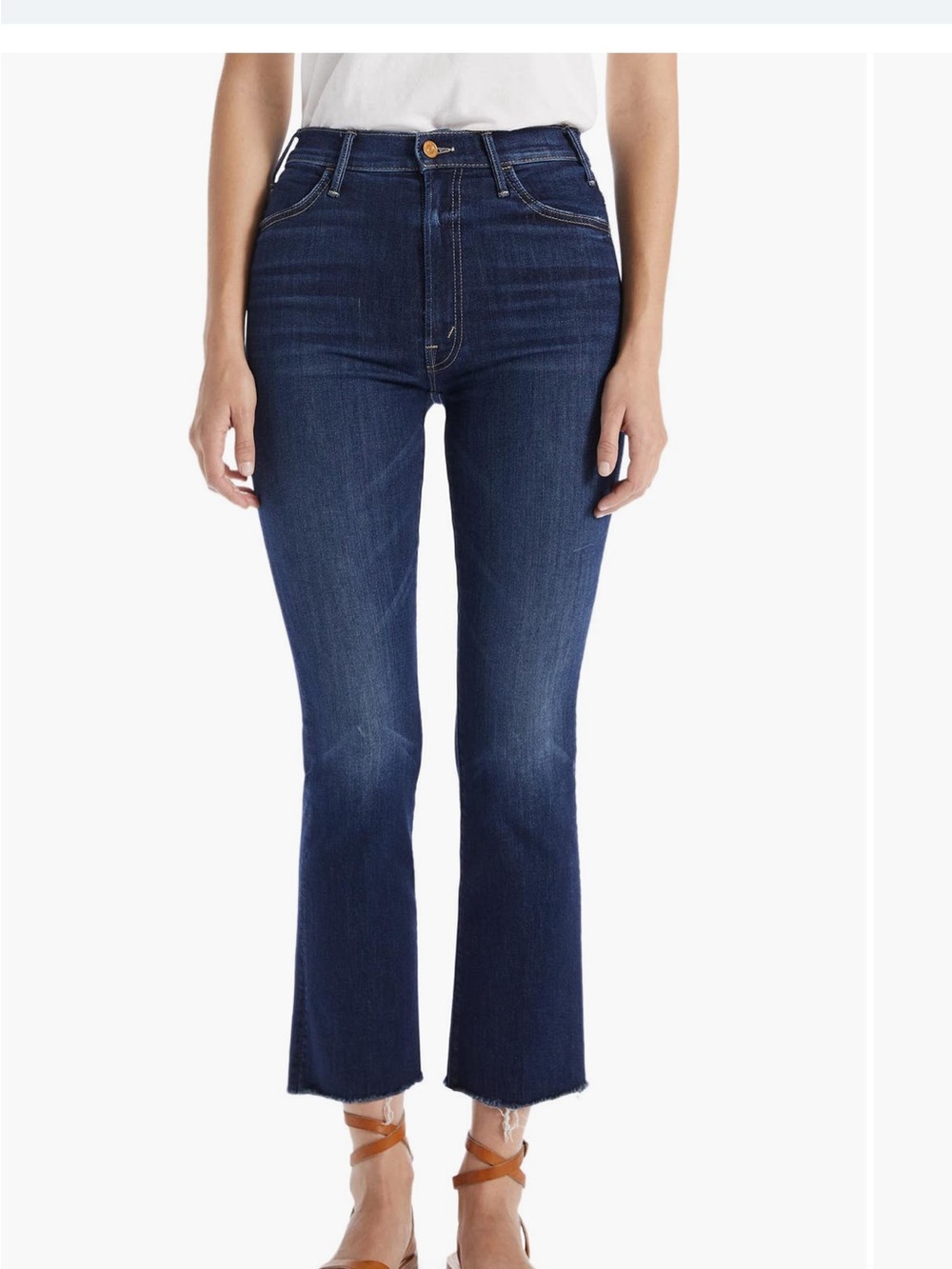 MOTHER The Hustler Fray Ankle Bootcut Jeans